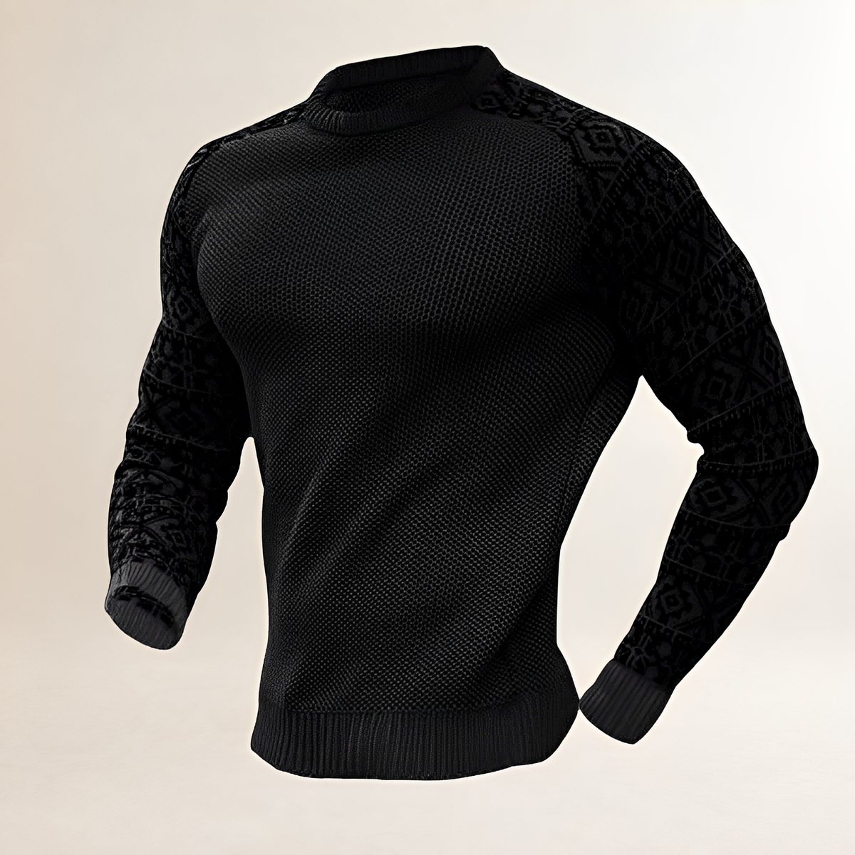 Homme Pull-over à applications contrastées - manches raglan et col rasoir