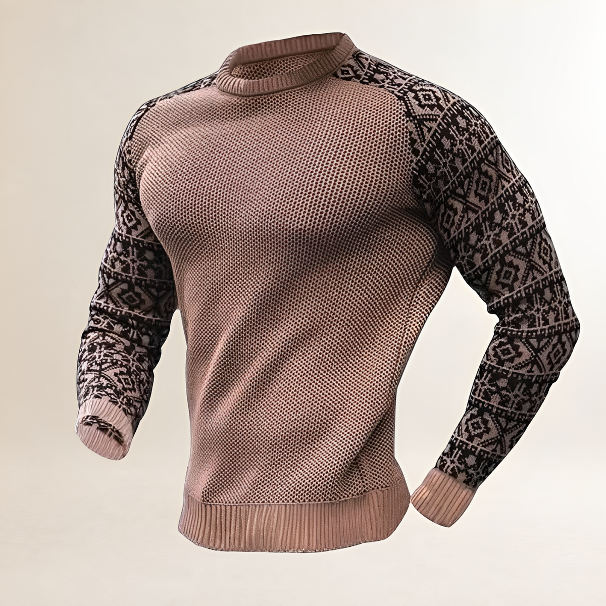 Homme Pull-over à applications contrastées - manches raglan et col rasoir