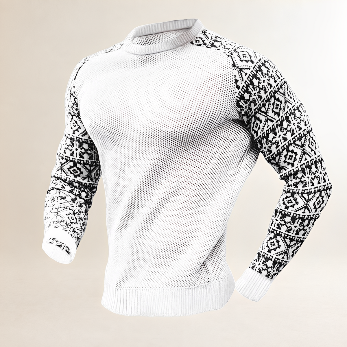 Homme Pull-over à applications contrastées - manches raglan et col rasoir