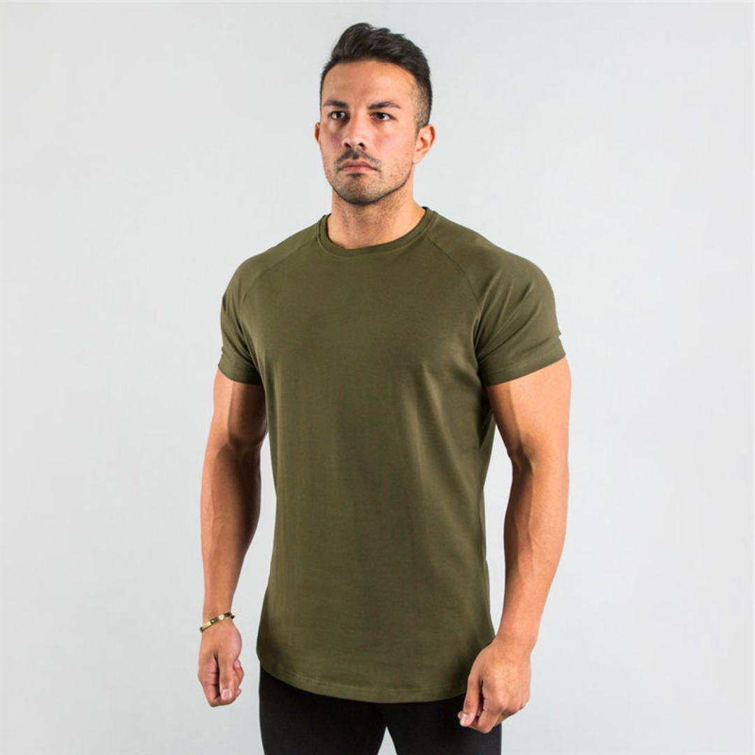 Homme T-shirt à Col ras-ralan manches raglan - coupe slim longline