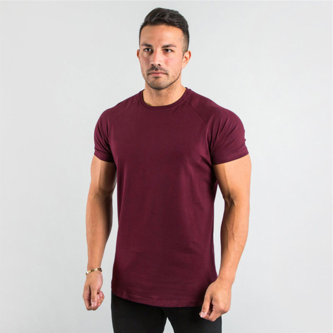 Homme T-shirt à Col ras-ralan manches raglan - coupe slim longline