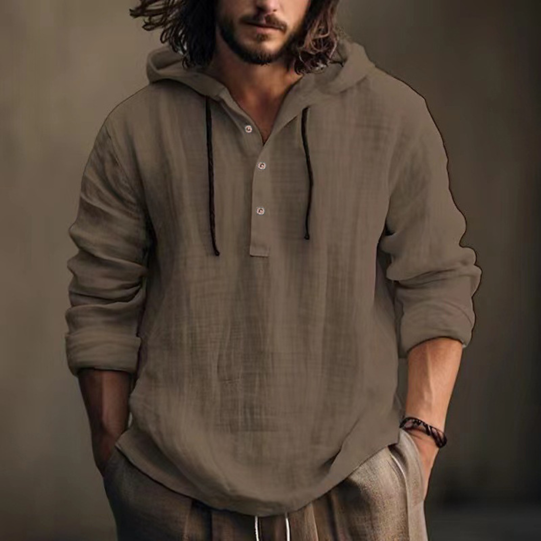 Hoodie chemise homme à capuche avec cordons - manches longues