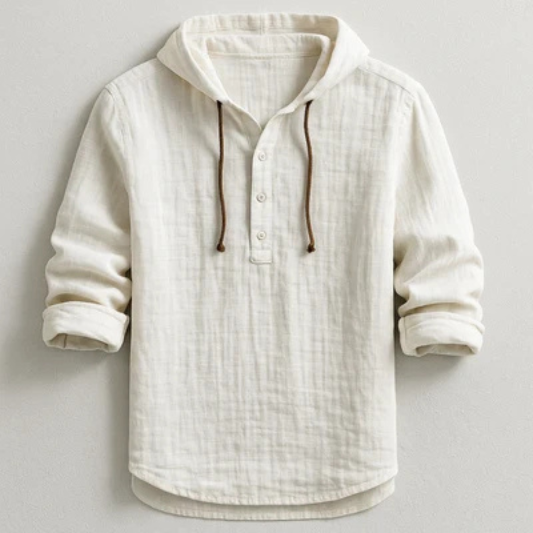 Hoodie chemise homme à capuche avec cordons - manches longues