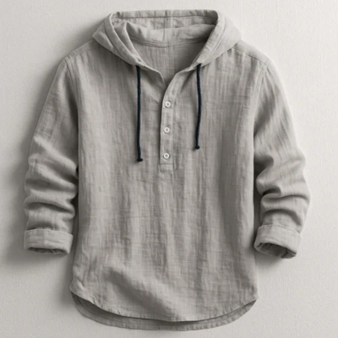 Hoodie chemise homme à capuche avec cordons - manches longues