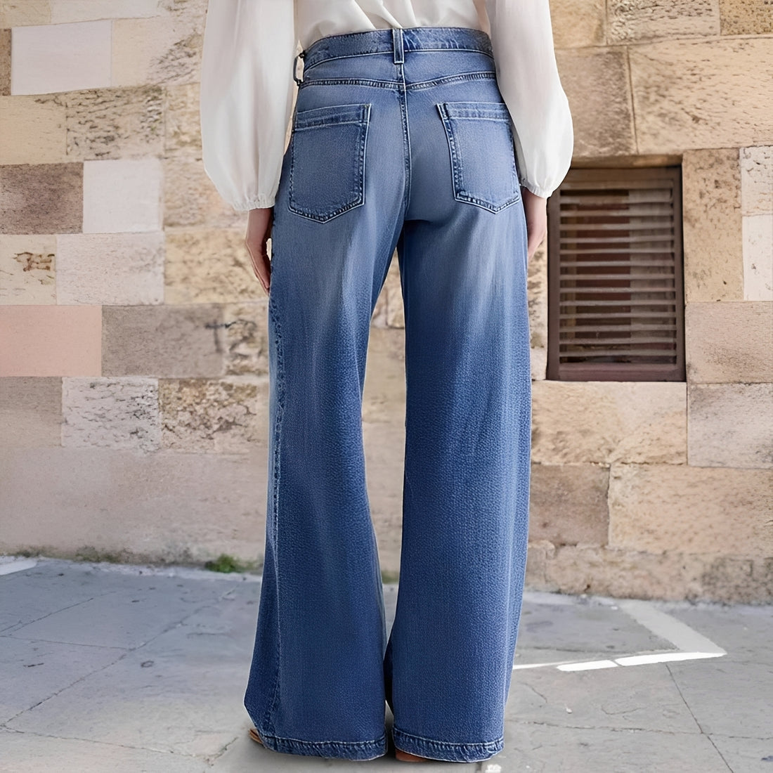 Jeans larges pour femmes à taille haute, coupe décontractée et lavage classique
