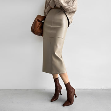 Jupe midi femme coupe slim taille haute design à panneaux