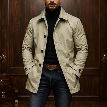 Manteau décontracté pour homme à bouton, col classique, coupe ajustée