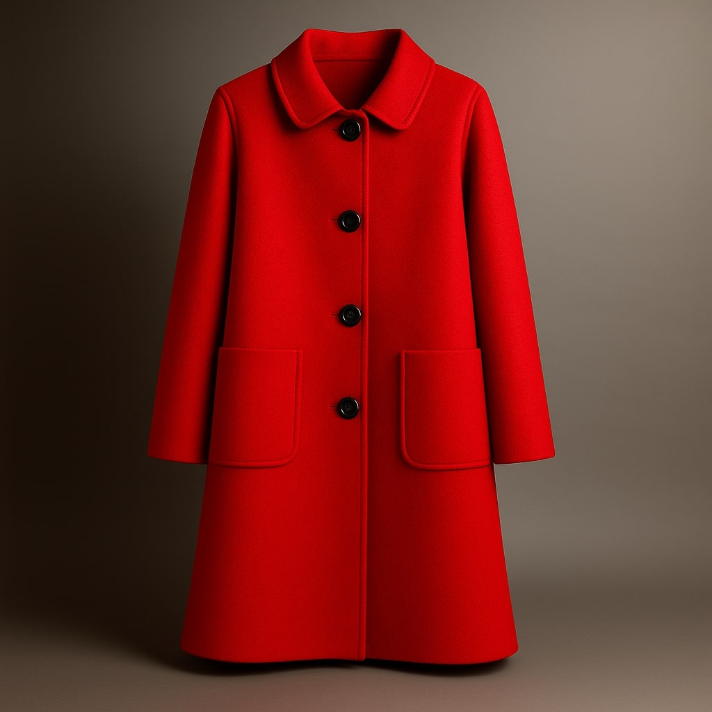 Manteau femme à boutons devant col pointu poches plaquées coupe droite