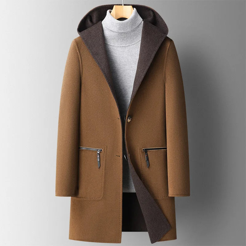 Manteau homme à capuche - coupe ajustée avec boutons et poches