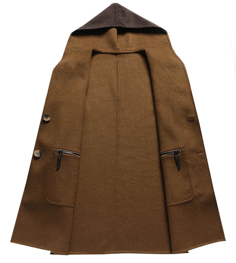 Manteau homme à capuche - coupe ajustée avec boutons et poches