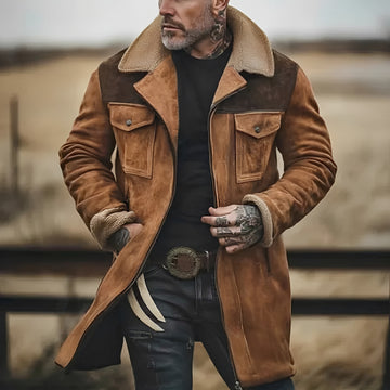 Manteau homme mi-long à col à revers et fermeture à boutons - coupe régulière