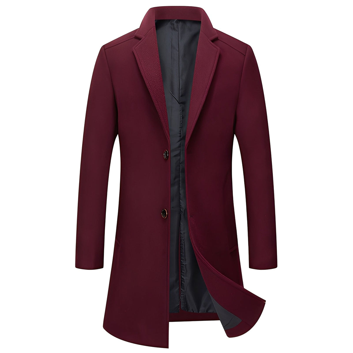 Manteau homme saisonnier à coupe classique, col à revers et boutons
