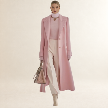 Manteau long pour femmes à double boutonnage et col à notches