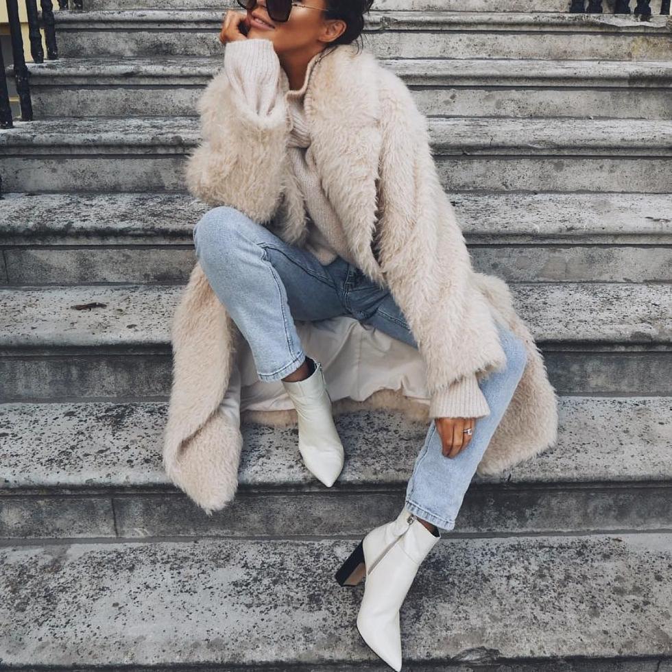 Manteau long teddy femme à silhouette décontractée et col ouvert