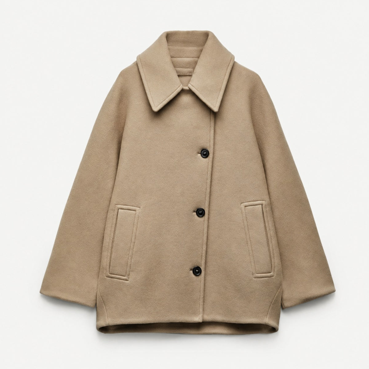 Manteau oversize pour femmes avec col classique et fermeture à boutons