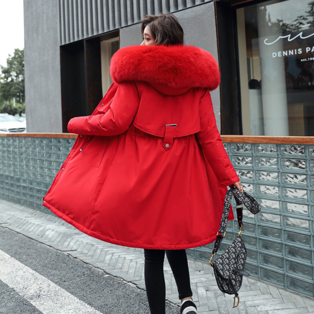 Manteau pour femmes saisonnier à capuche en peluche avec grand col