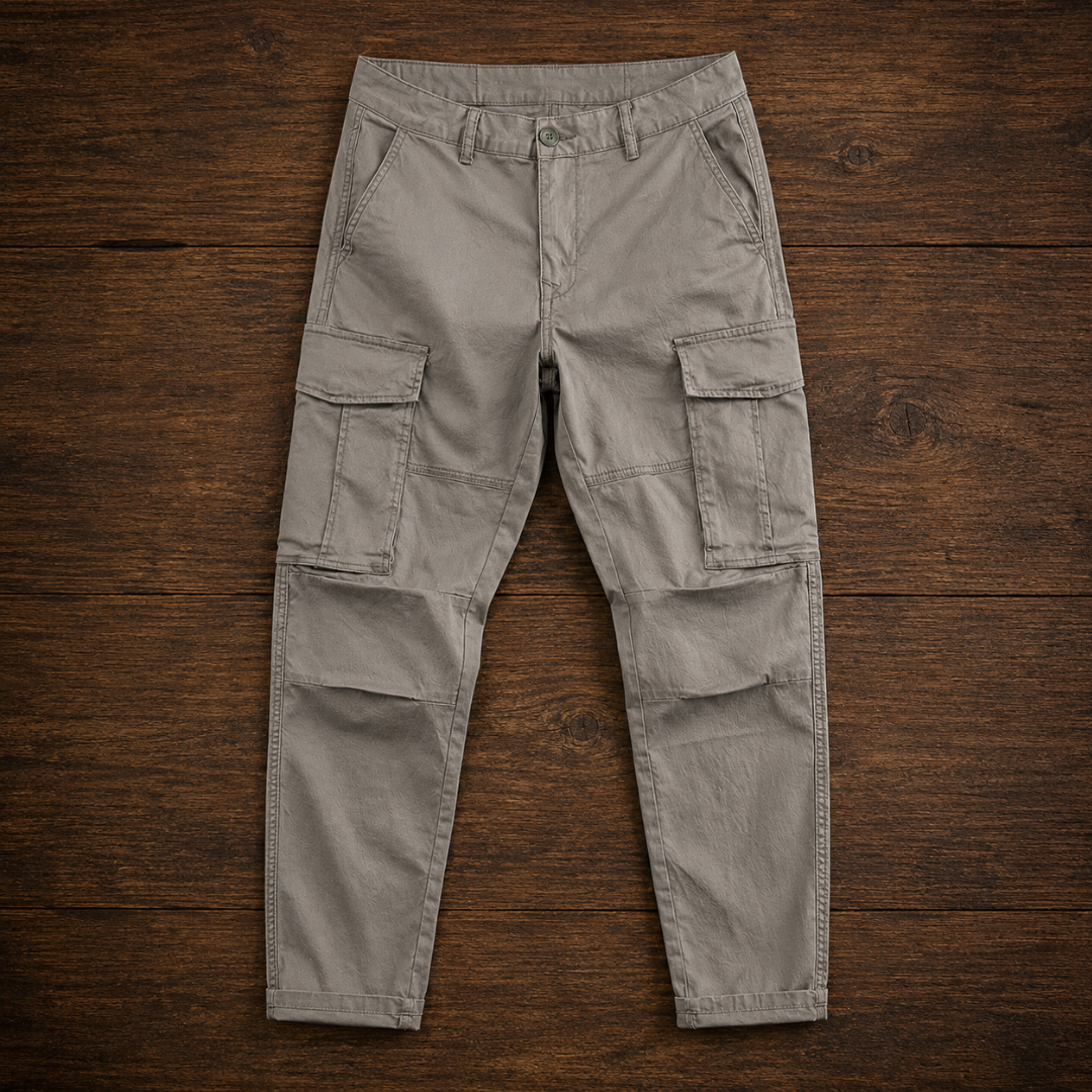 Pantalon cargo homme coupe droite avec multiples poches