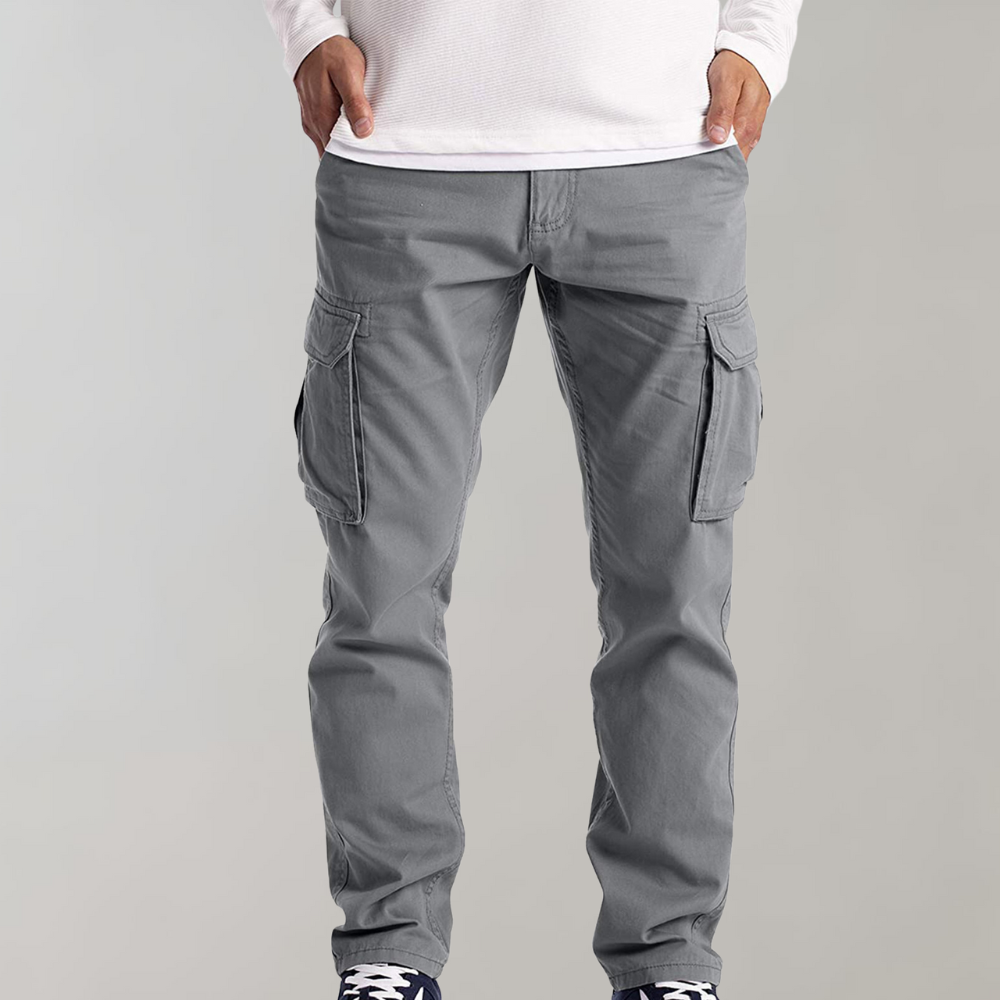 Pantalon cargo pour hommes coupe décontractée à poches multiples