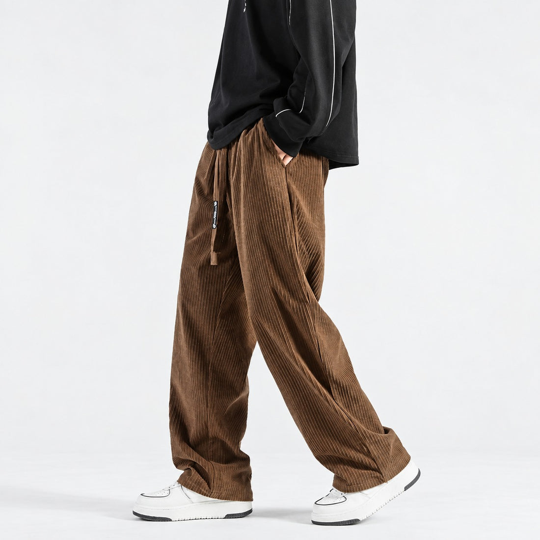 Pantalon de survêtement homme coupe loose taille à cordon jambe large style décontracté
