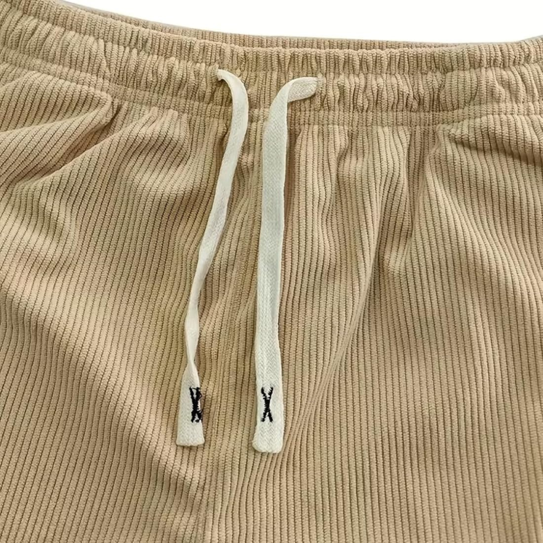 Pantalon homme à ceinture élastiquée et cordon de serrage - coupe droite relaxe, poches latérales