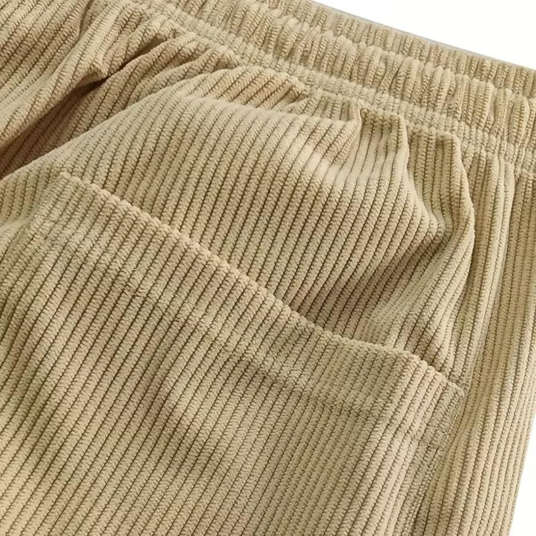 Pantalon homme à ceinture élastiquée et cordon de serrage - coupe droite relaxe, poches latérales