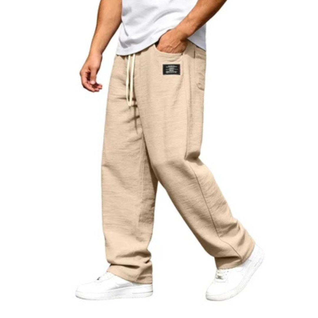 Pantalon homme droit - taille élastique et cordon de serrage