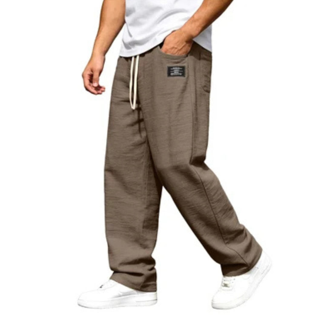 Pantalon homme droit - taille élastique et cordon de serrage