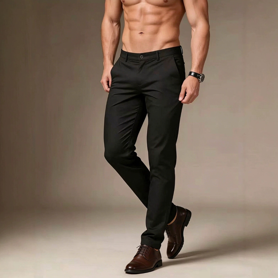 Pantalon homme stretch - coupe slim, jambe effilée, pochettes inclinées
