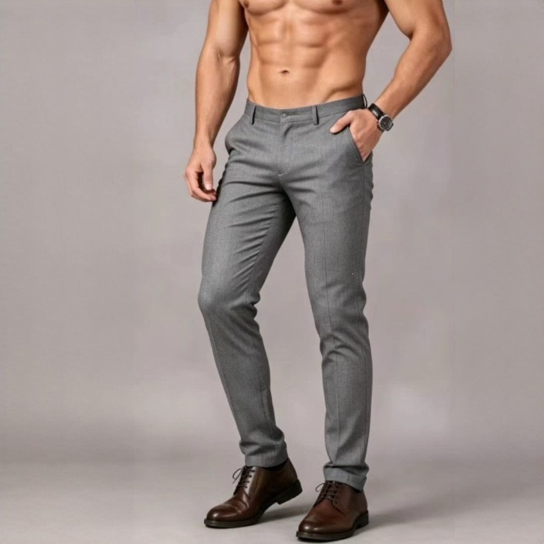 Pantalon homme stretch - coupe slim, jambe effilée, pochettes inclinées