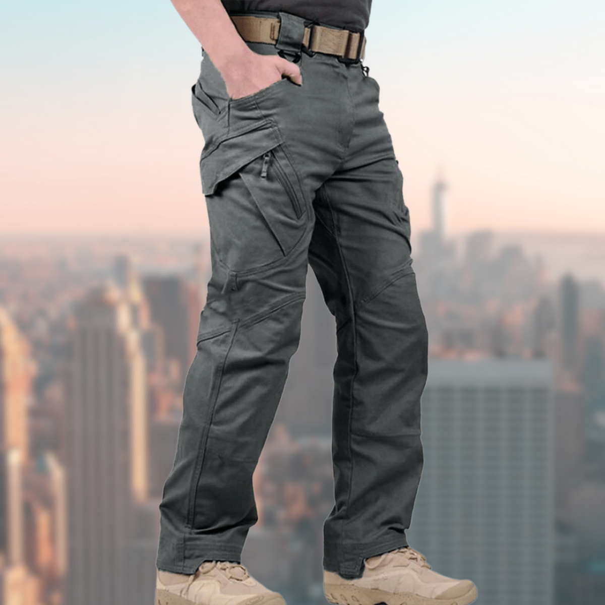 Pantalon tactique homme - Imperméable, style cargo, jambe droite, multiples poches