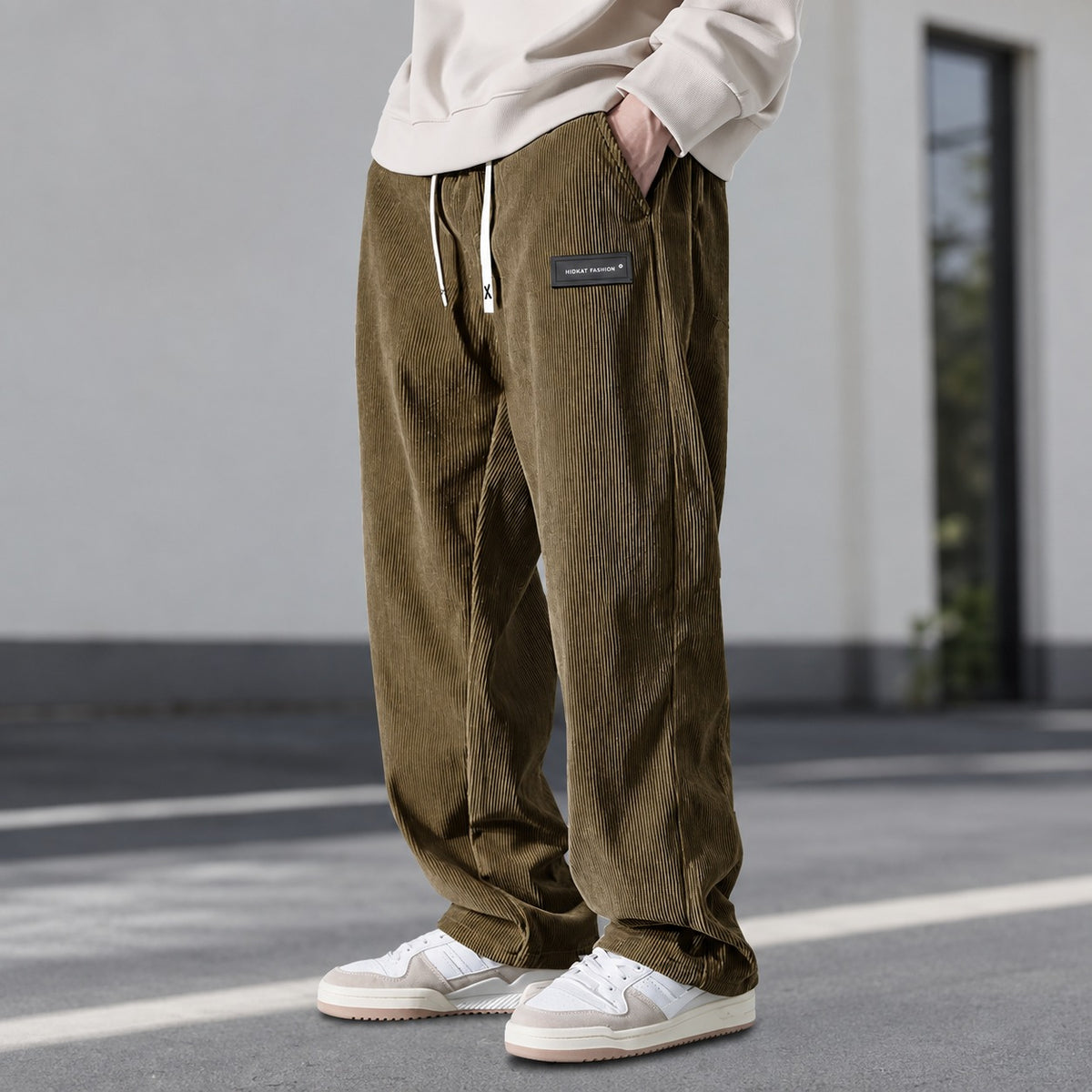 Pantalons homme coupe décontractée avec taille à cordon et poches latérales