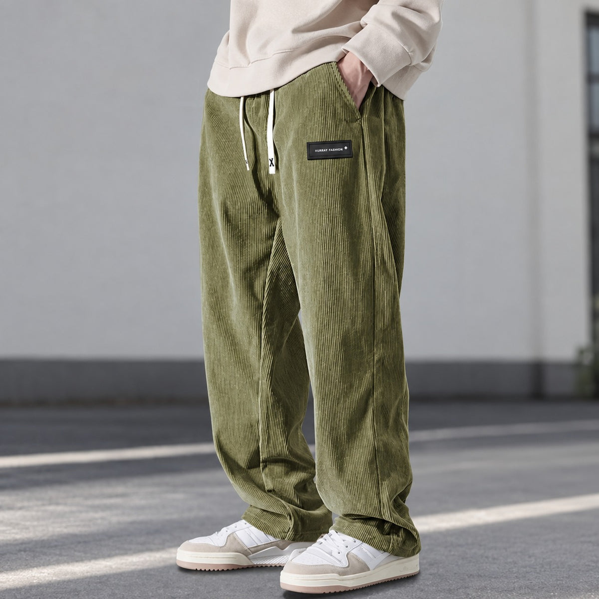 Pantalons homme coupe décontractée avec taille à cordon et poches latérales