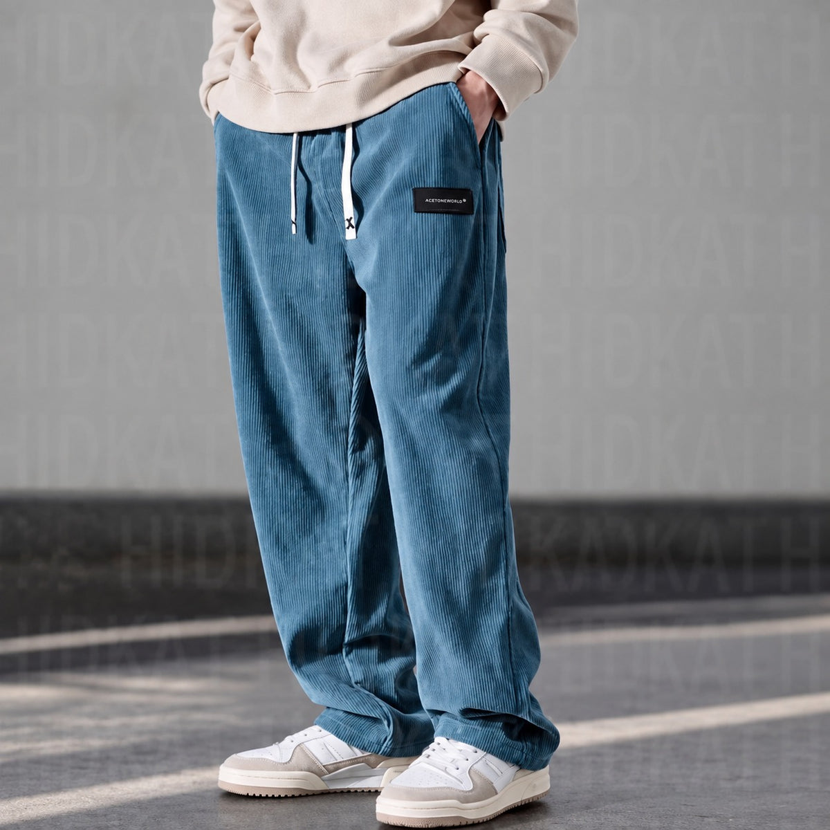 Pantalons homme coupe décontractée avec taille à cordon et poches latérales