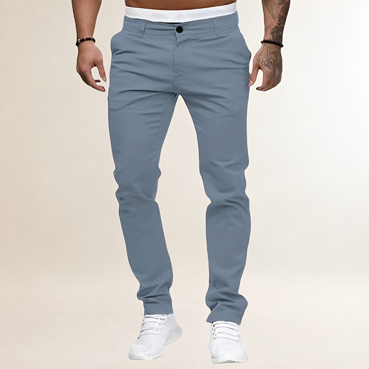 Pantalons homme slim à fermeture éclair et poches biais