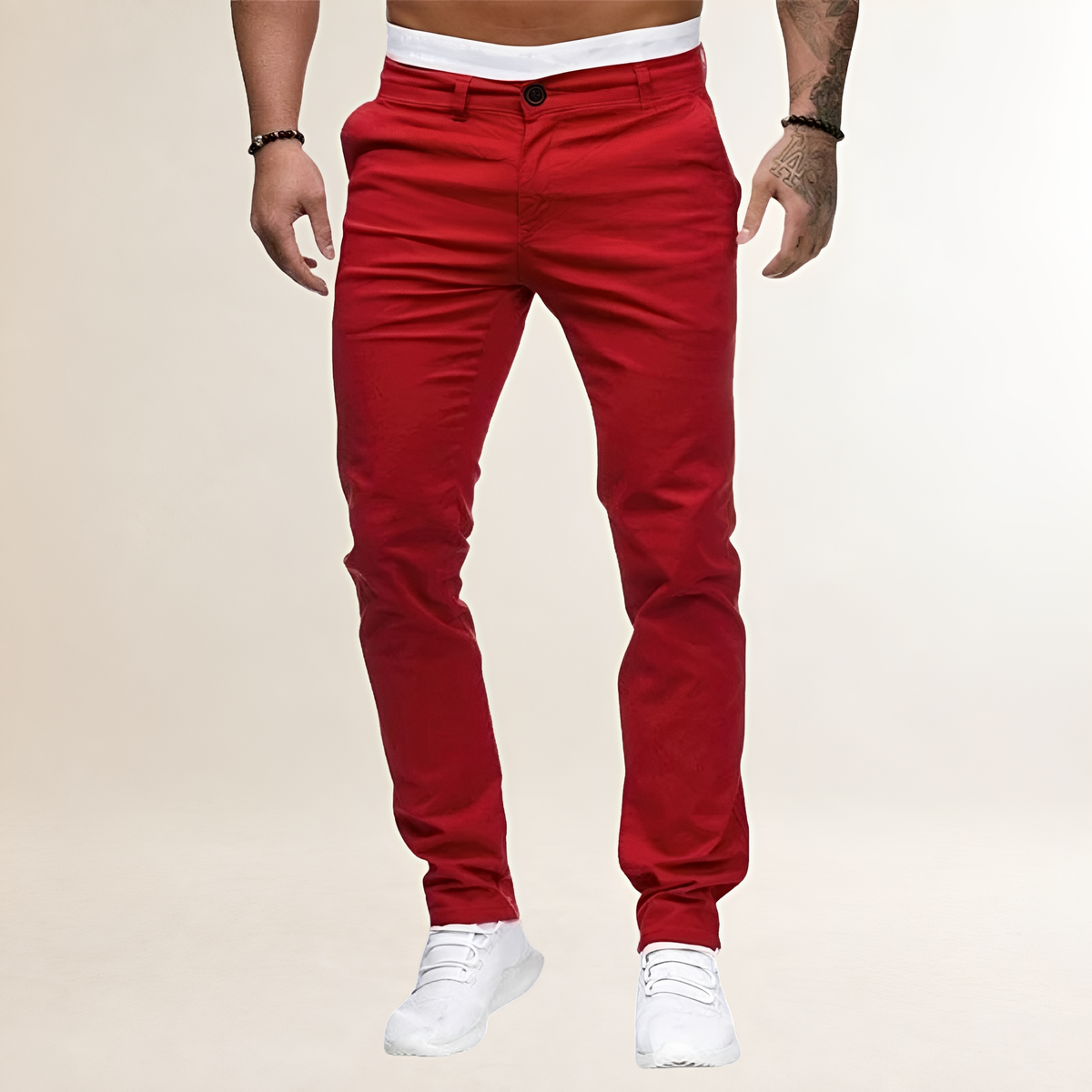 Pantalons homme slim à fermeture éclair et poches biais