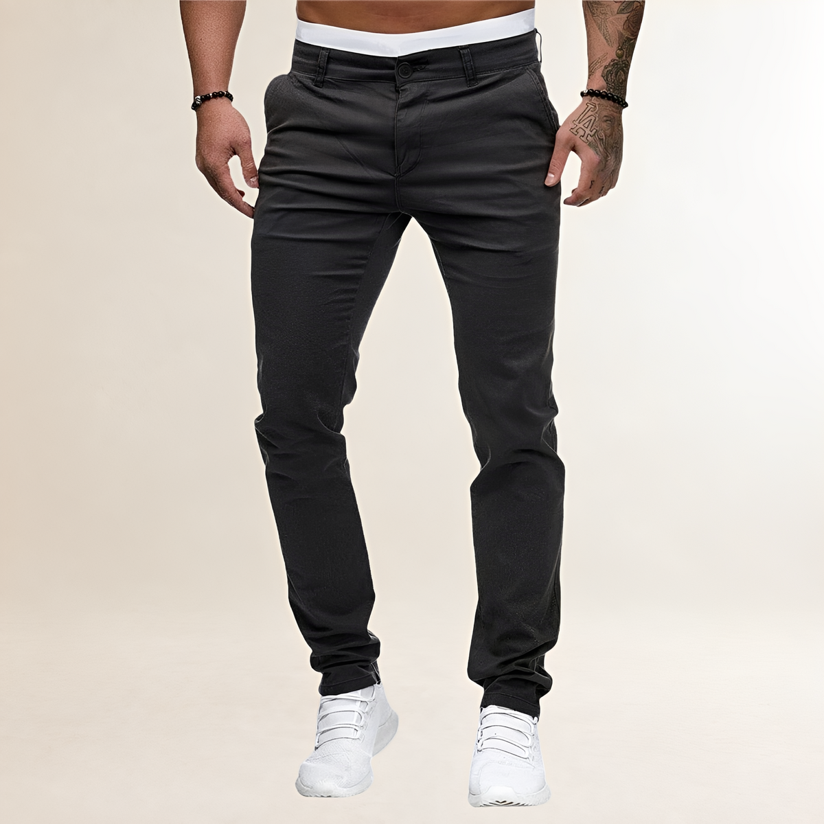 Pantalons homme slim à fermeture éclair et poches biais
