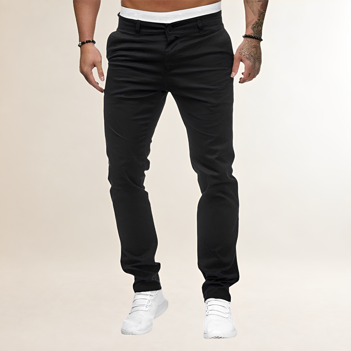 Pantalons homme slim à fermeture éclair et poches biais