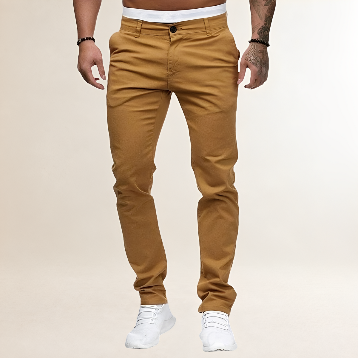 Pantalons homme slim à fermeture éclair et poches biais