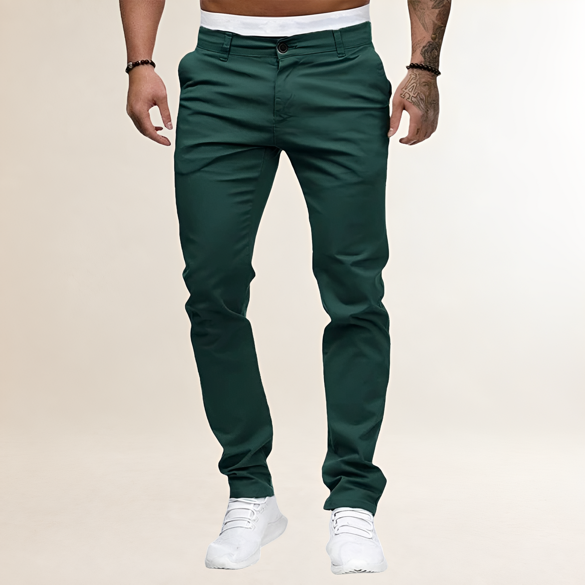 Pantalons homme slim à fermeture éclair et poches biais