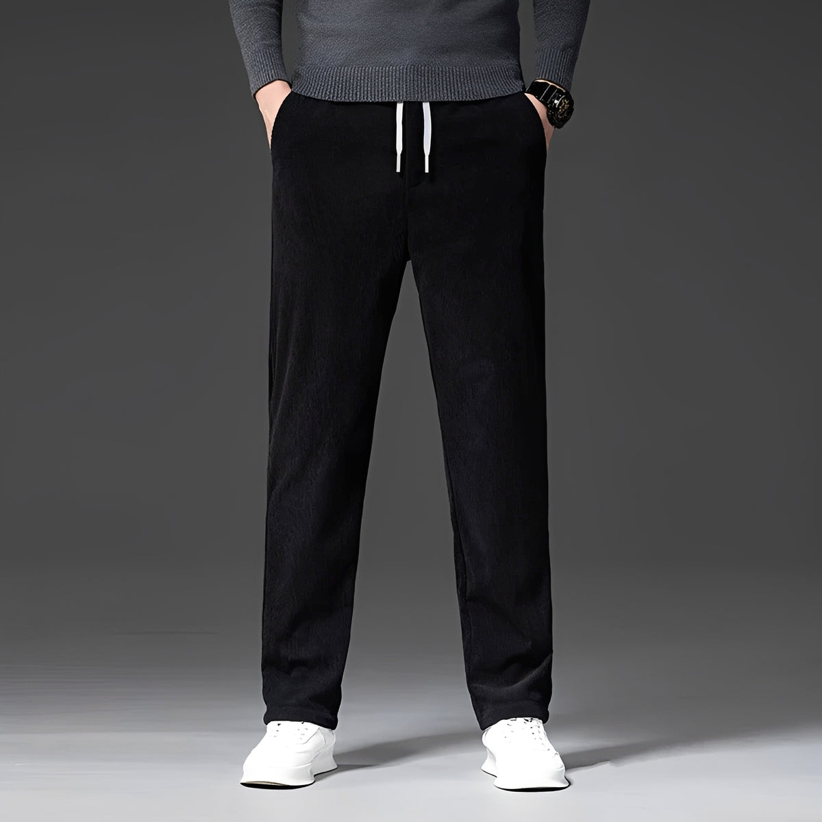 Pantalons homme à taille ajustable et coupe droite - style classique, confort décontracté