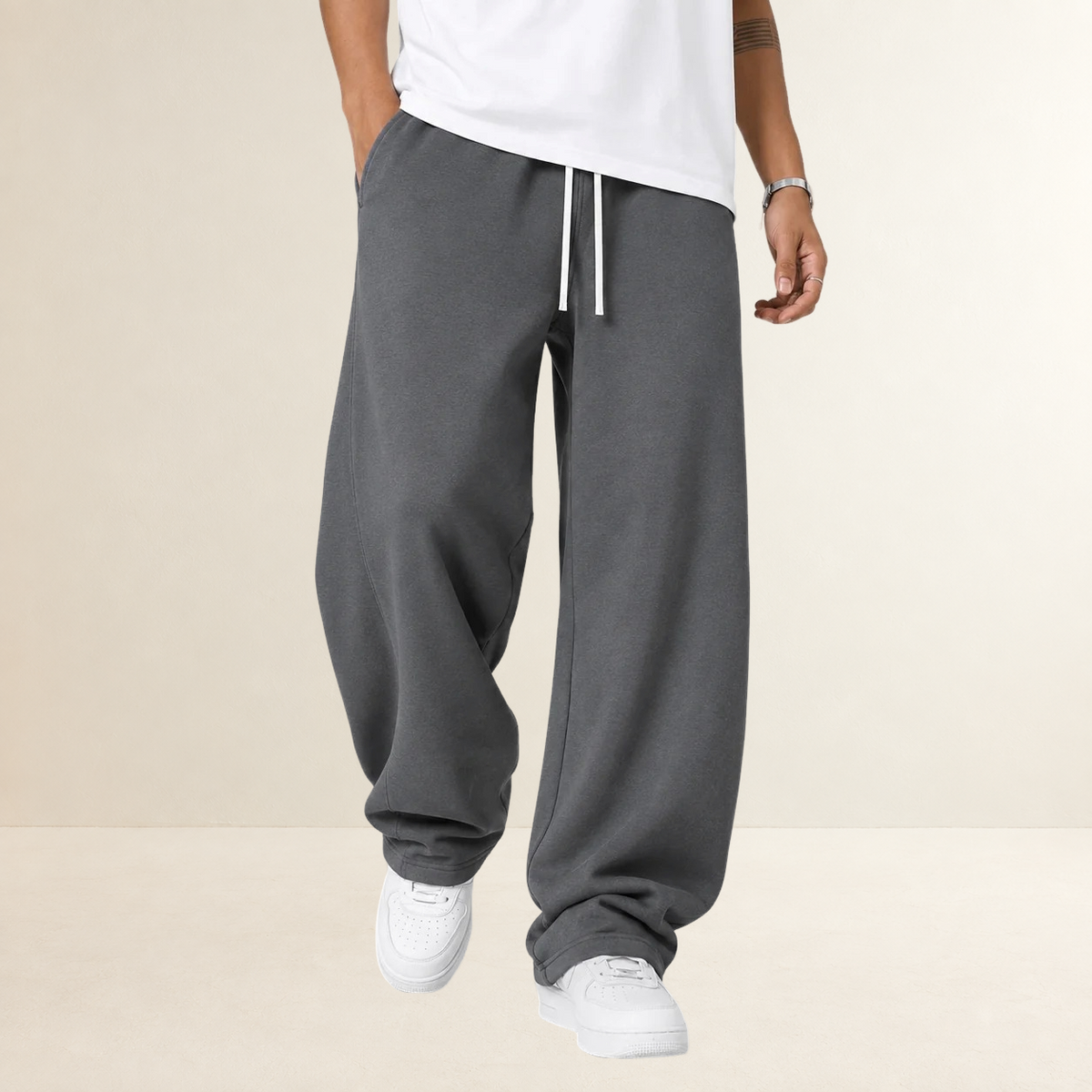 Pantalons joggers homme à jambes larges avec taille à cordon