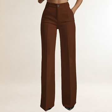 Pantalons larges pour femmes à taille haute, coupe droite et plis frontaux