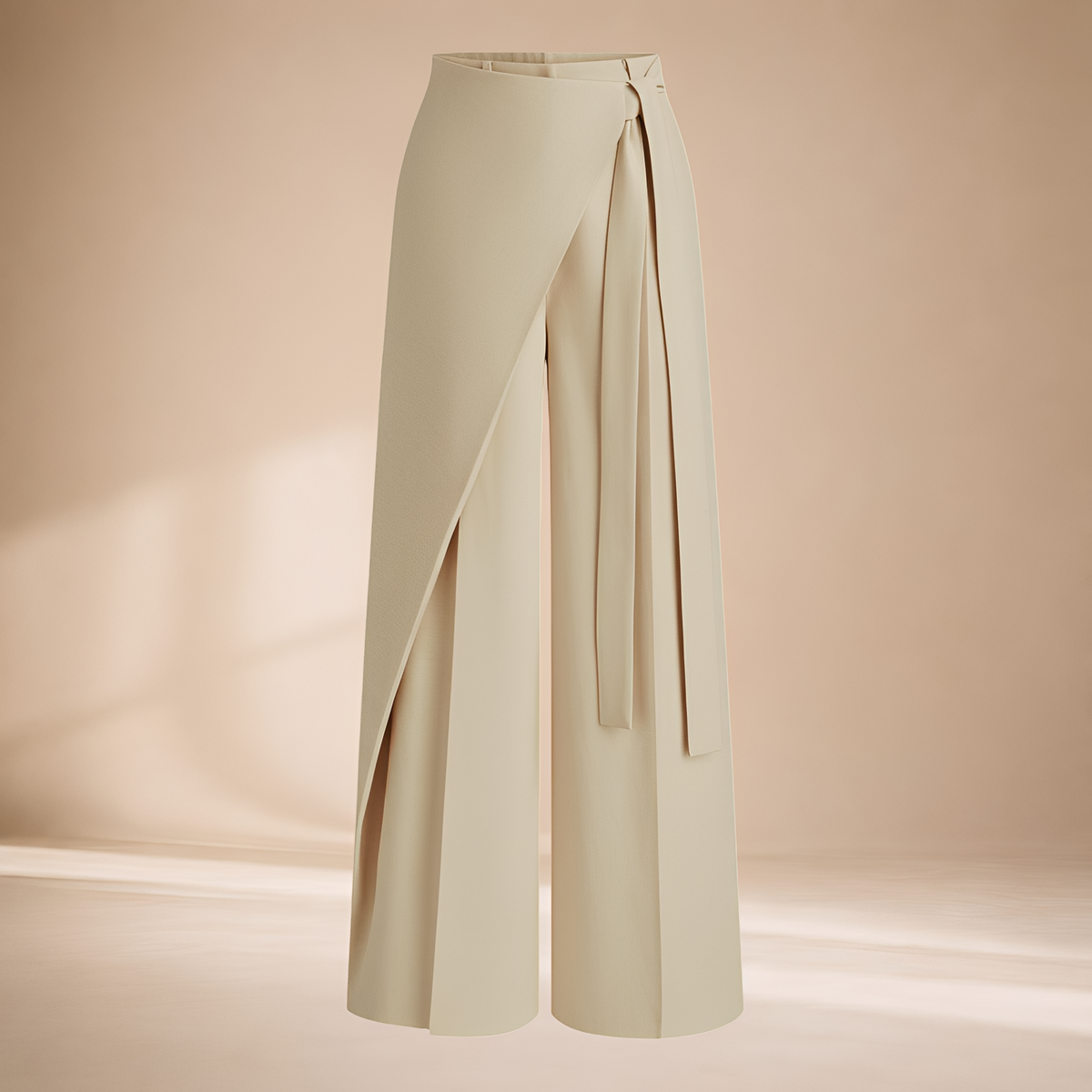 Pantalons larges pour femmes taille haute avec détail wrap asymétrique