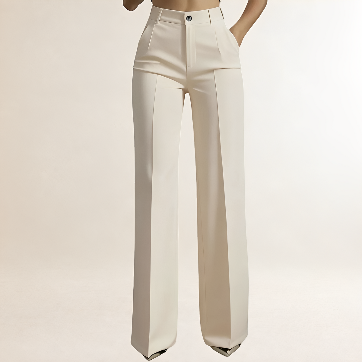 Pantalons larges pour femmes à taille haute, coupe droite et plis frontaux