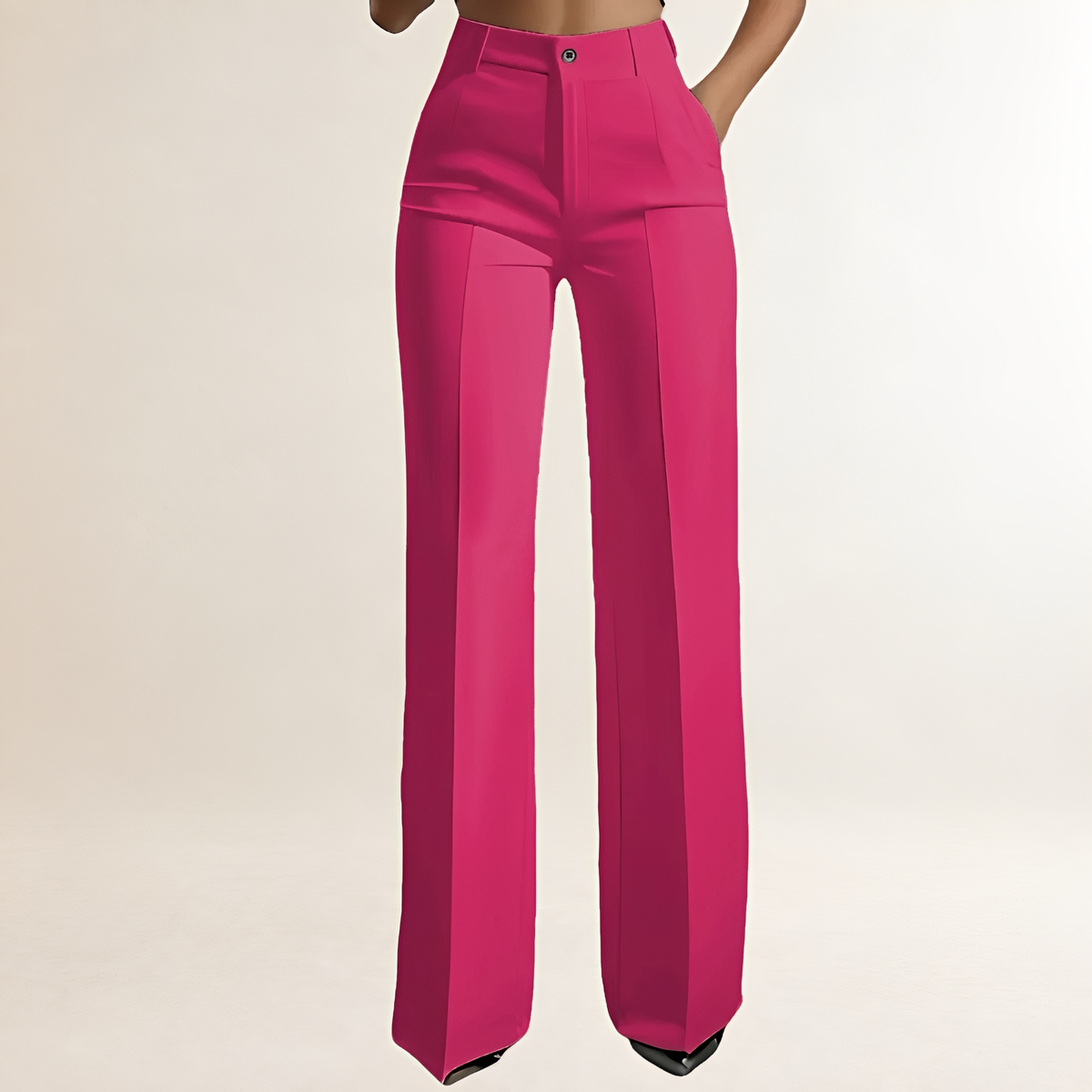 Pantalons larges pour femmes à taille haute, coupe droite et plis frontaux
