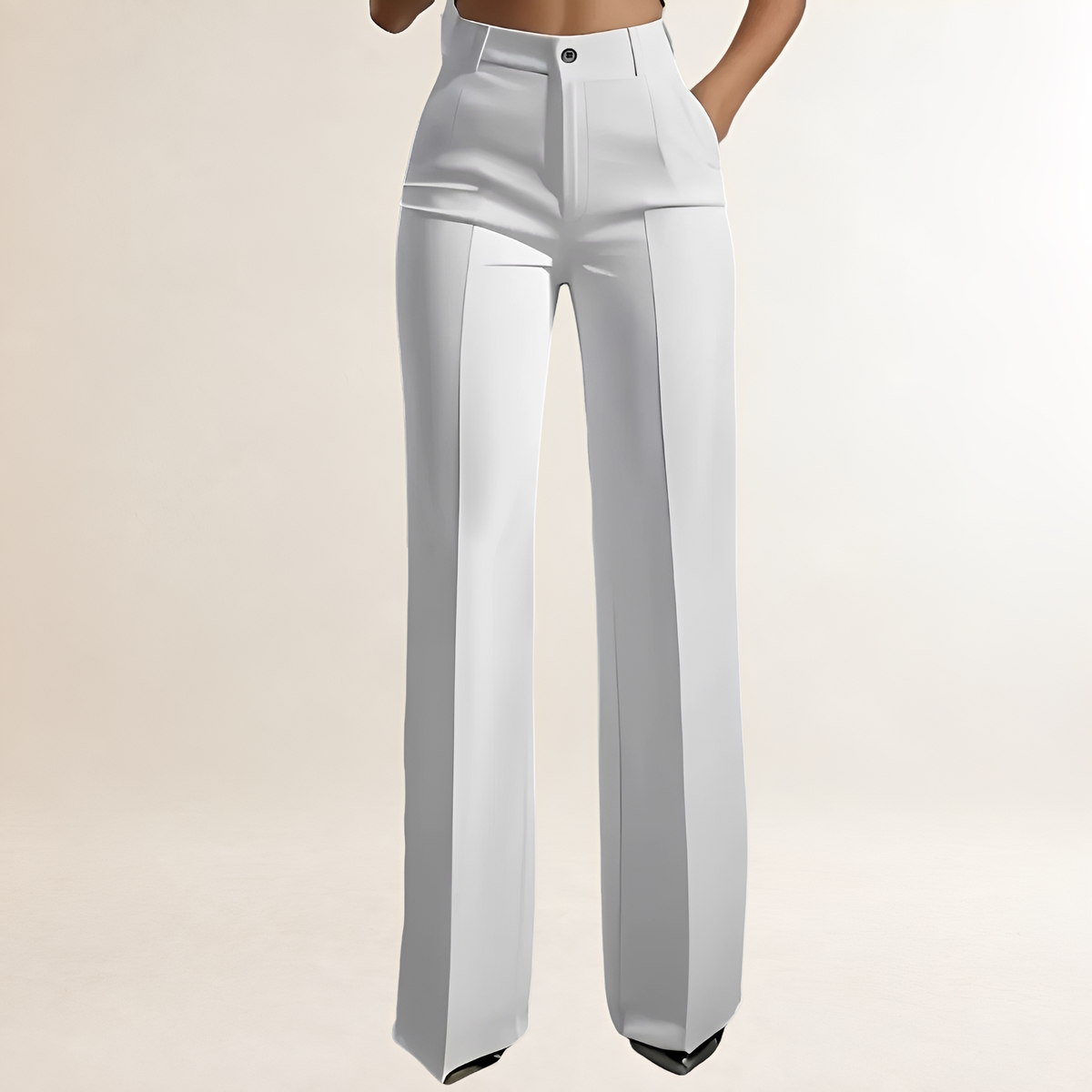 Pantalons larges pour femmes à taille haute, coupe droite et plis frontaux