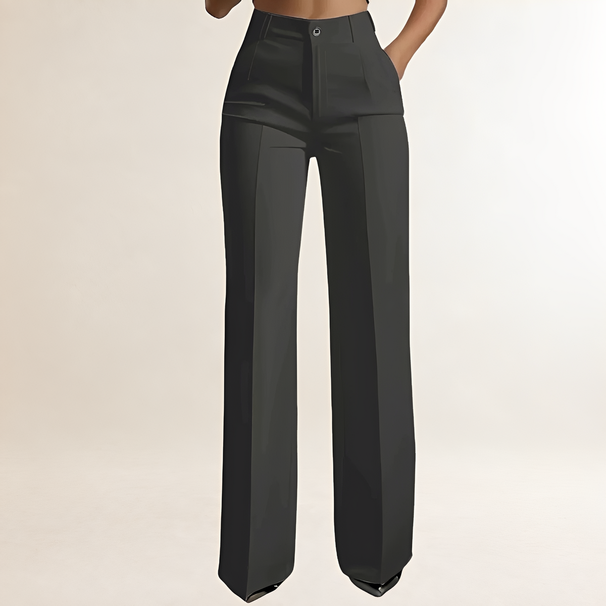 Pantalons larges pour femmes à taille haute, coupe droite et plis frontaux