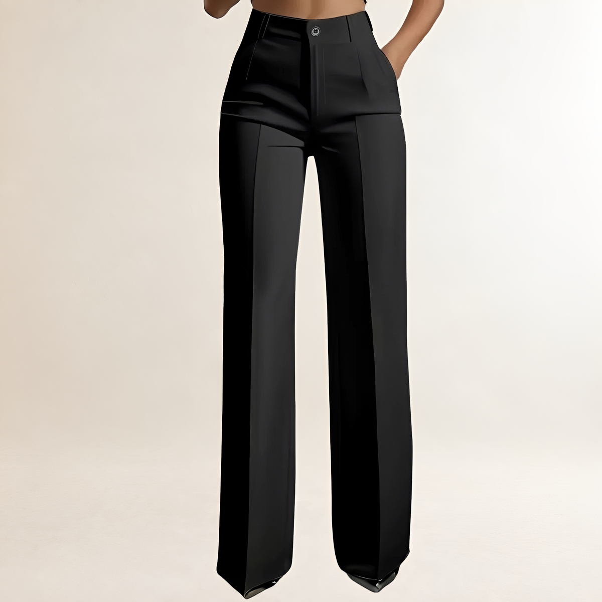 Pantalons larges pour femmes à taille haute, coupe droite et plis frontaux