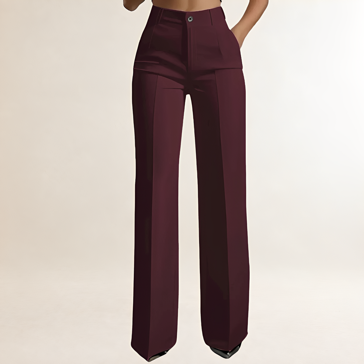 Pantalons larges pour femmes à taille haute, coupe droite et plis frontaux