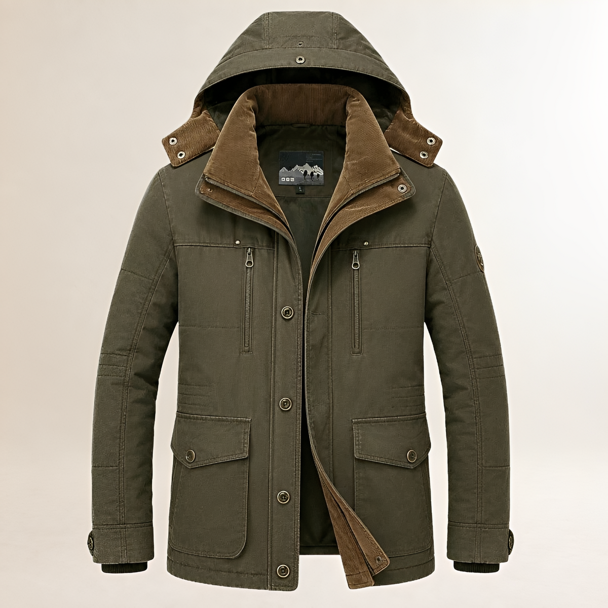 Parka homme Mi-longue rembourrée capuche détachable multipoches - fermeture zip et boutons-pression